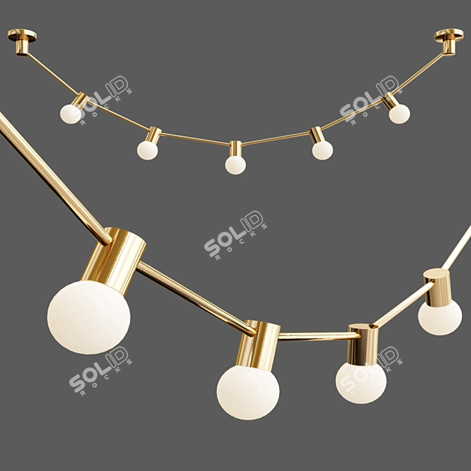 Elegant Gold Riviere Pendant Light 3D model image 3