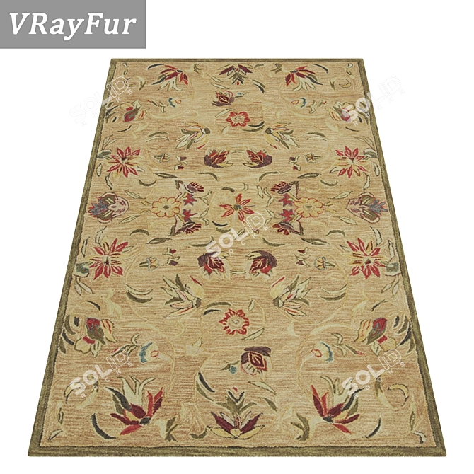 High-Quality Carpet Set - 3 Variants 3D model image 2