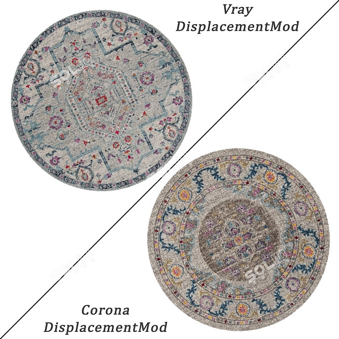 Round Carpet Set - Versatile and Detailed Carpets for All Perspectives 3D model image 2