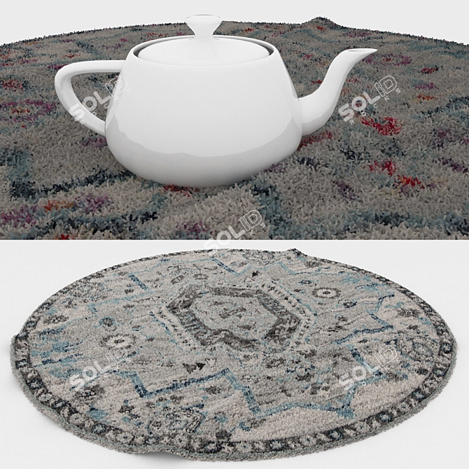 Round Carpet Set - Versatile and Detailed Carpets for All Perspectives 3D model image 3