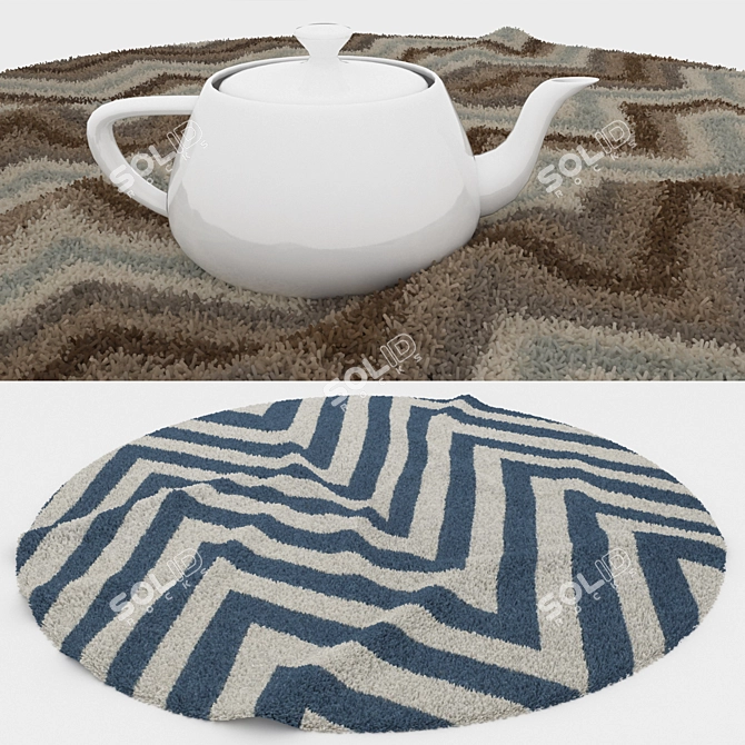 Round Carpets Set 184: Versatile Circular Rugs 3D model image 3