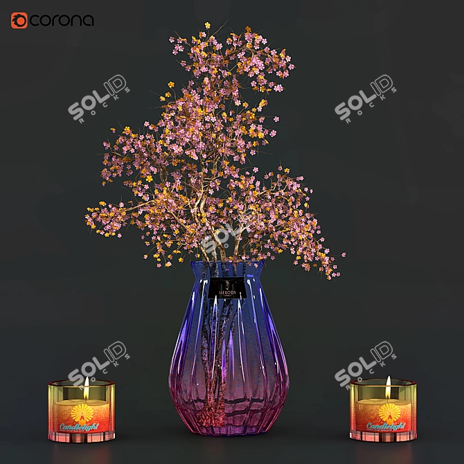 Fragrant Blossom: Flower Pot with Candle 3D model image 1