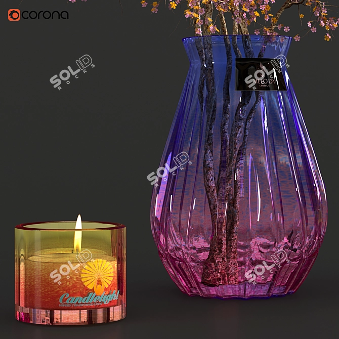 Fragrant Blossom: Flower Pot with Candle 3D model image 2