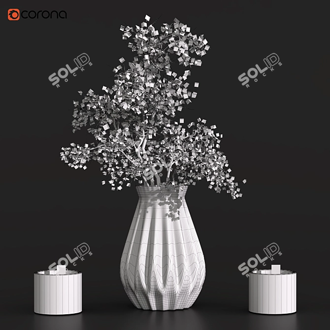 Fragrant Blossom: Flower Pot with Candle 3D model image 3