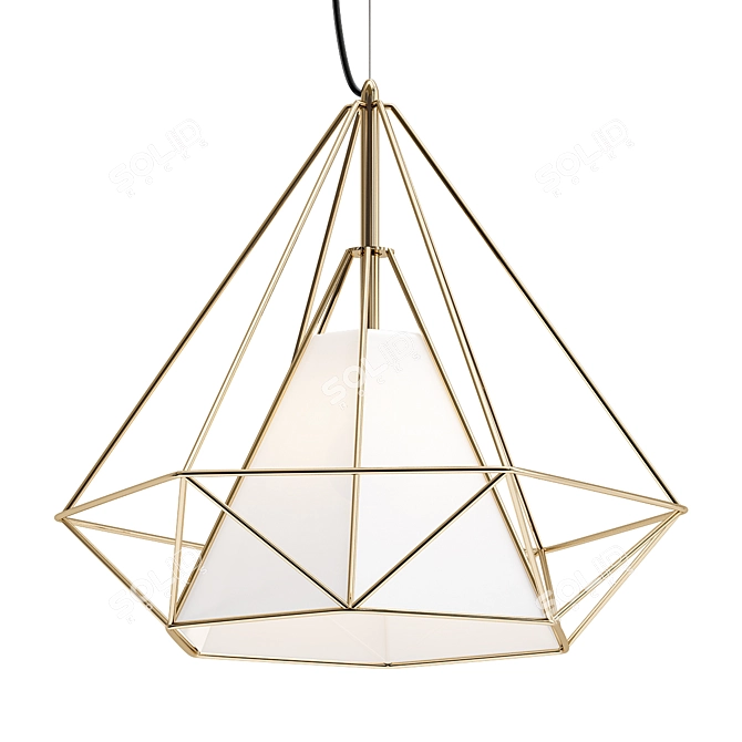 Copper Diamond Pendant Light 3D model image 1