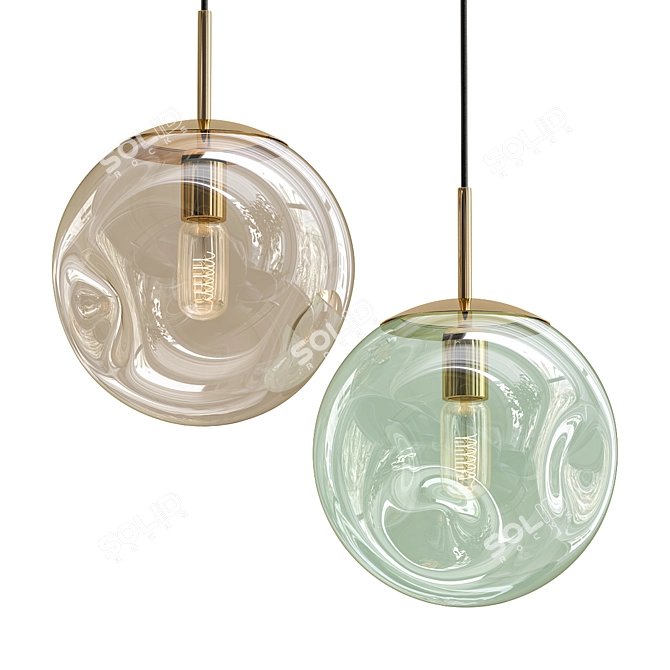 Aminta Brass Pendant Light 3D model image 1