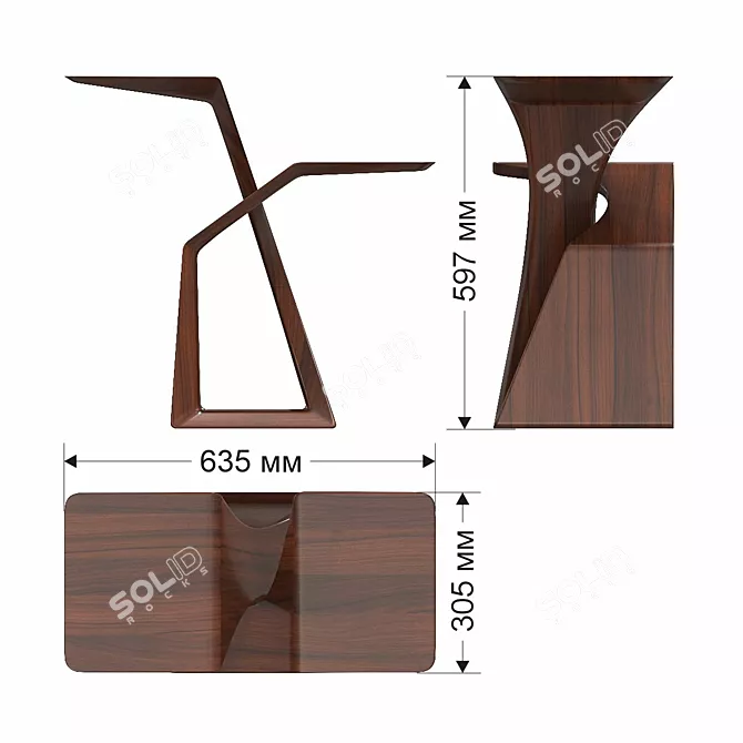 Sleek Sapele Beverage Stand 3D model image 4