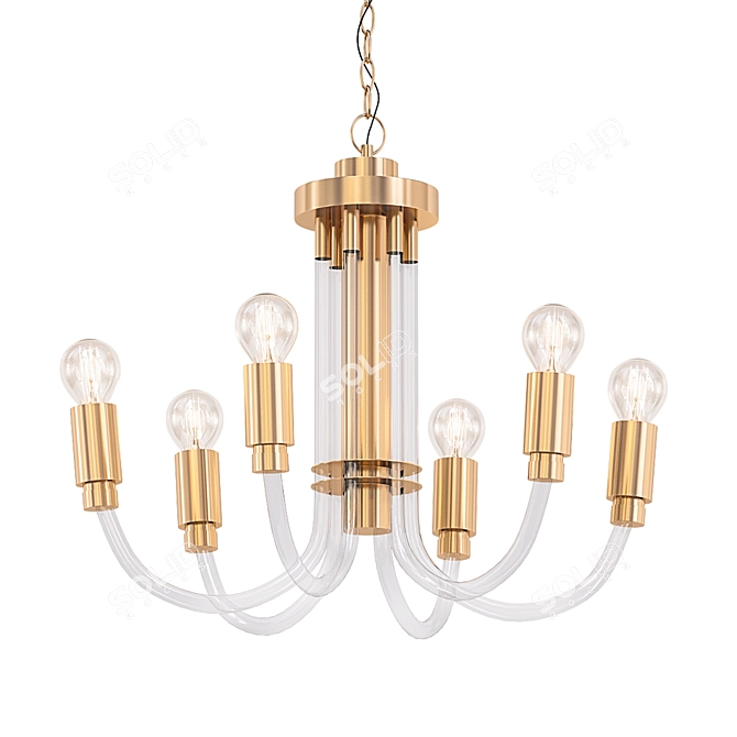 Modern Lucite Brass Chandelier 3D model image 1