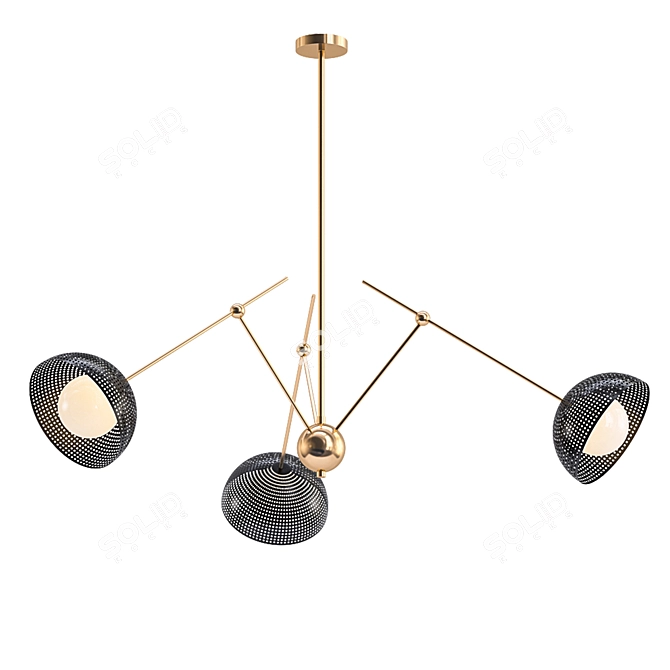 Enameled Mesh & Brass Chandelier 3D model image 1