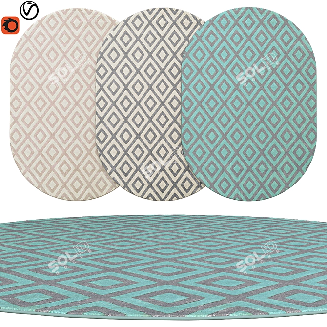 If the translation is not needed, here is a unique title for the product: 

 Stylish Oval Rugs | Living Room 3D model image 1