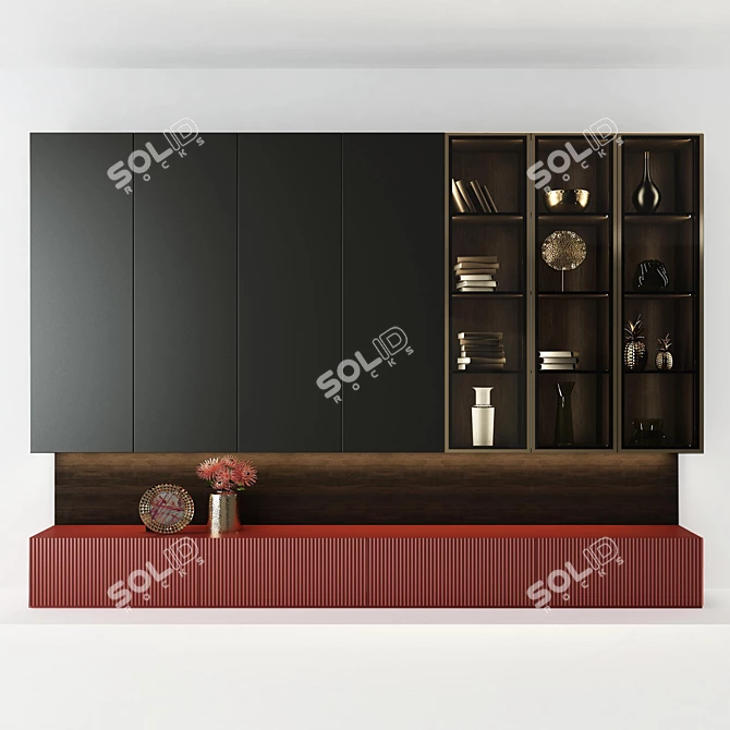 Elegant Living Room Cabinet 3D model image 1