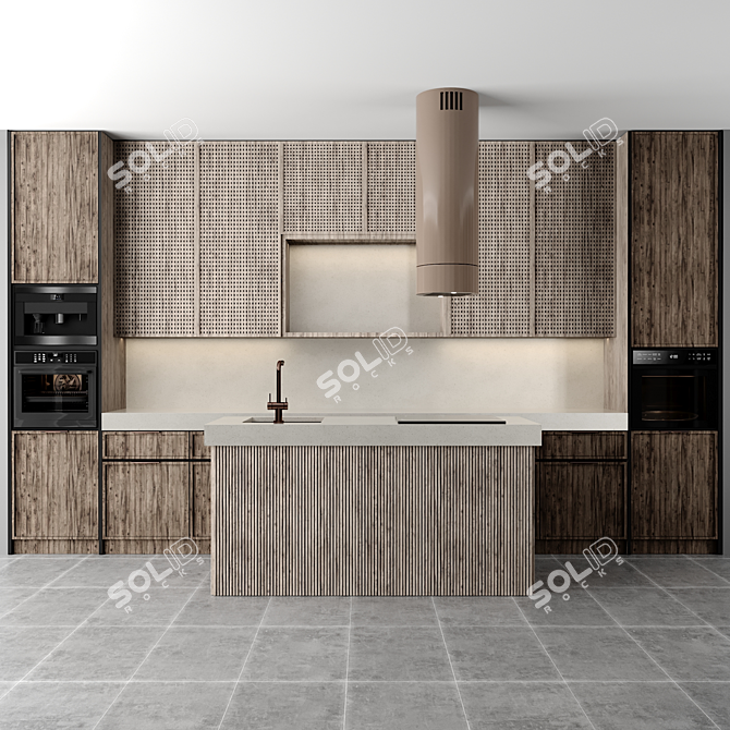 Modular Kitchen 3D Model 3D model image 2