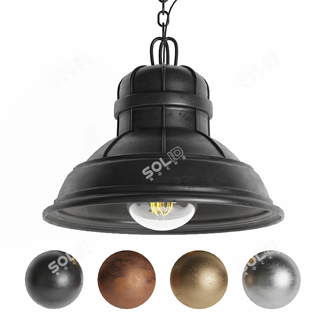 Industrial Black Cast Pendant Lamp 3D model image 1