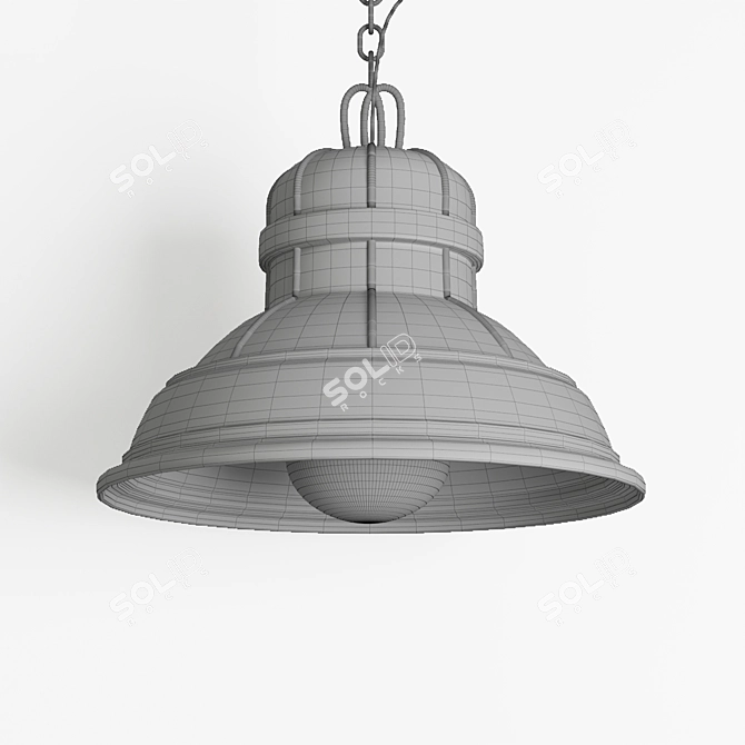 Industrial Black Cast Pendant Lamp 3D model image 3