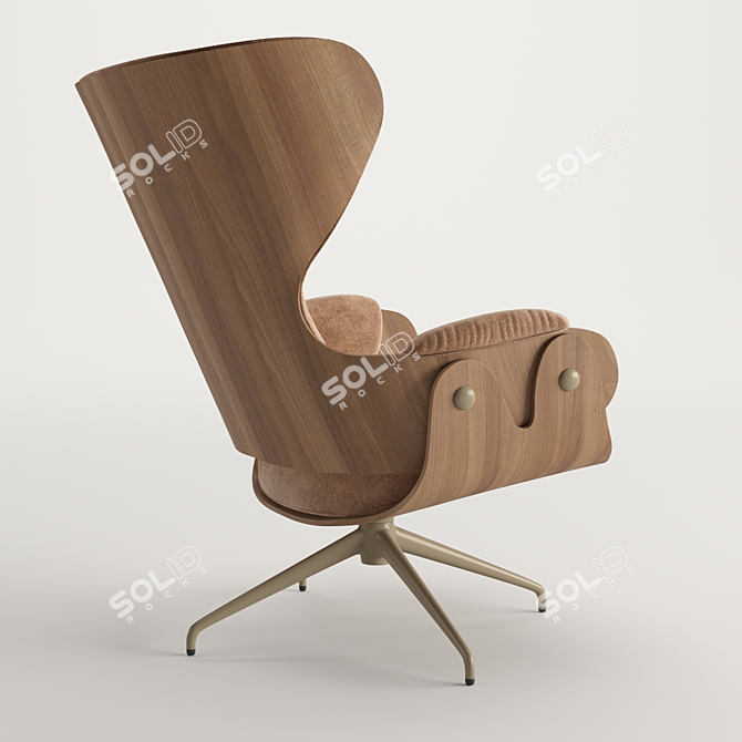 Stylish Walnut Plywood Lounge Chair 3D model image 3