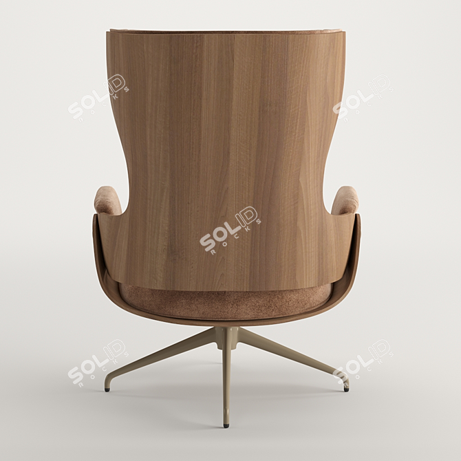 Stylish Walnut Plywood Lounge Chair 3D model image 4