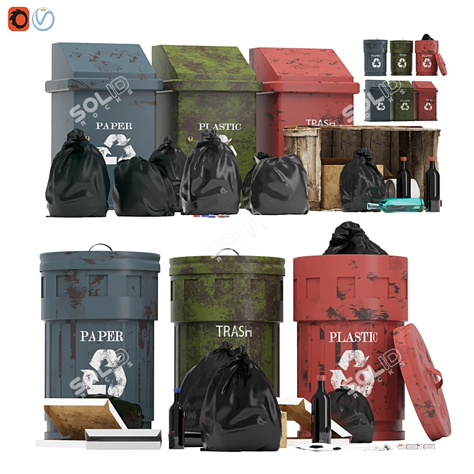 Trash Master: 3dsMax Garbage Set 3D model image 5