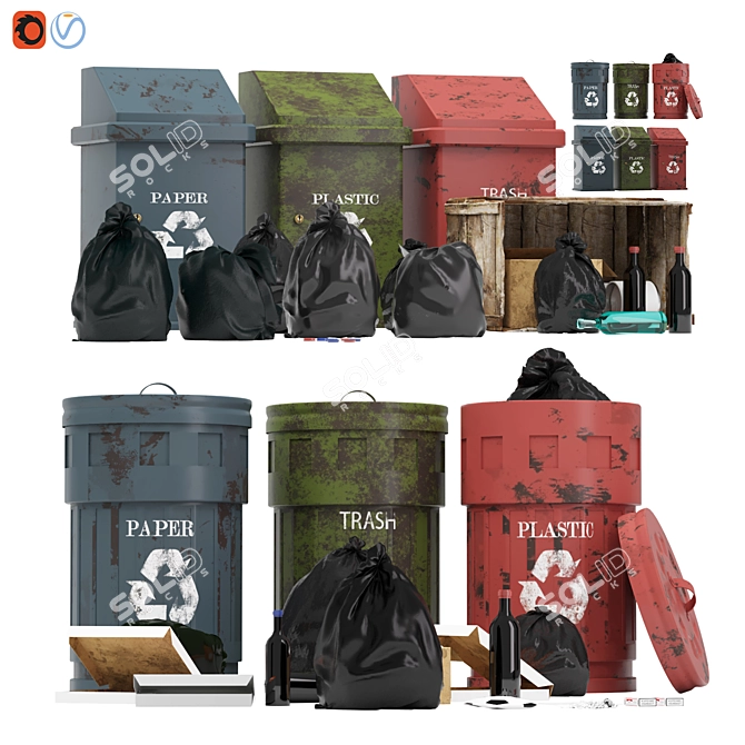 Trash Master: 3dsMax Garbage Set 3D model image 7