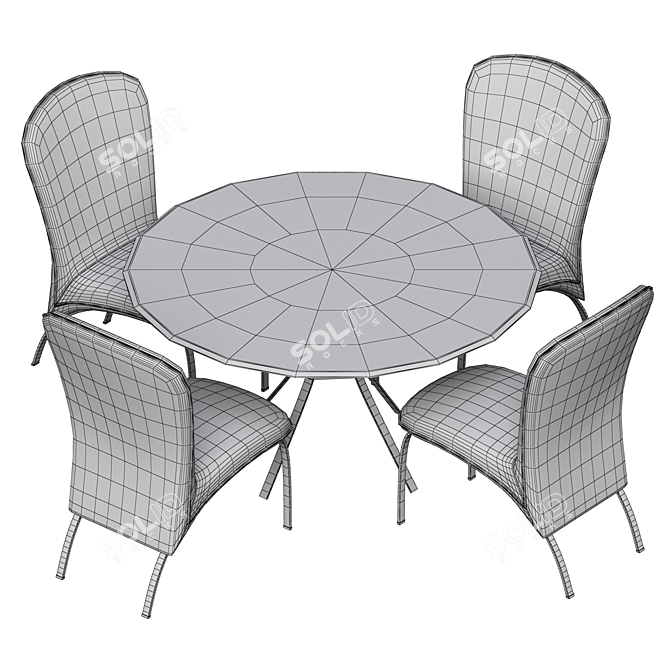 Sleek Black Dining Set with Round Table & 4 Chairs 3D model image 4