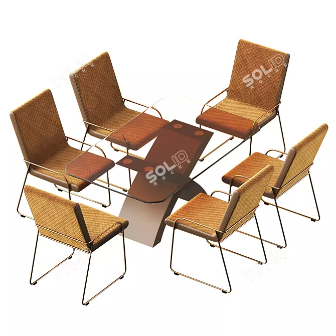 Modern Dining Set: Contemporary Tables & Chairs 3D model image 1