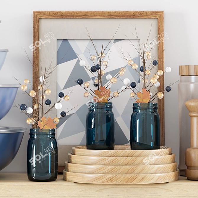 Modern Kitchen Accessories Set 3D model image 3