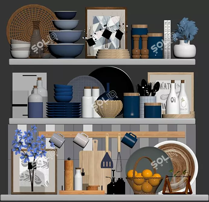 Modern Kitchen Accessories Set 3D model image 4