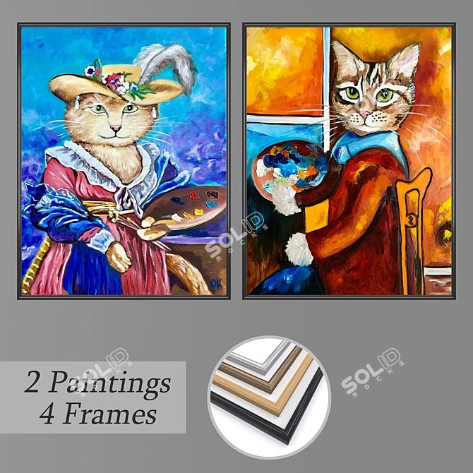 Abstract Wall Art Set with Multiple Frames 3D model image 1