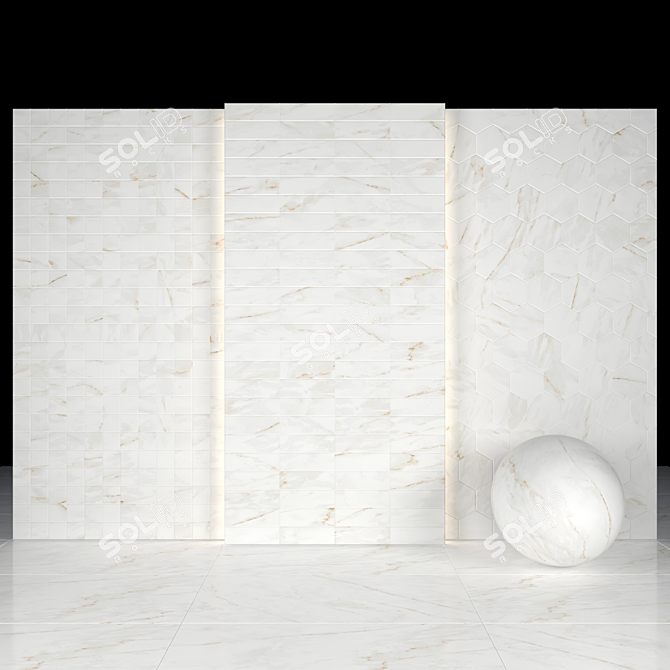 Elegant Calacatta Glossy Marble 3D model image 3