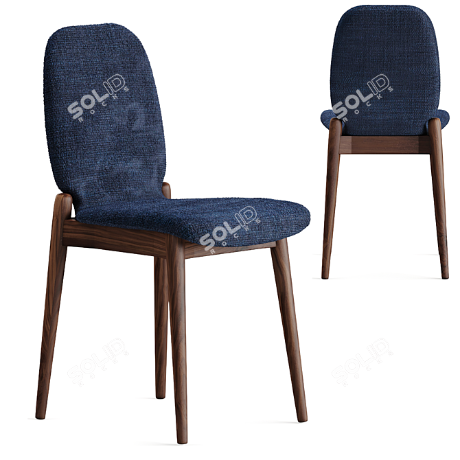 Scandinavian Walnut Albo Dining Chair 3D model image 1