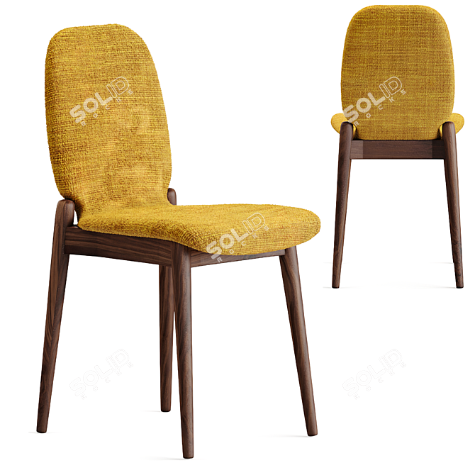 Scandinavian Walnut Albo Dining Chair 3D model image 2