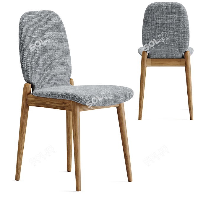 Scandinavian Walnut Albo Dining Chair 3D model image 3