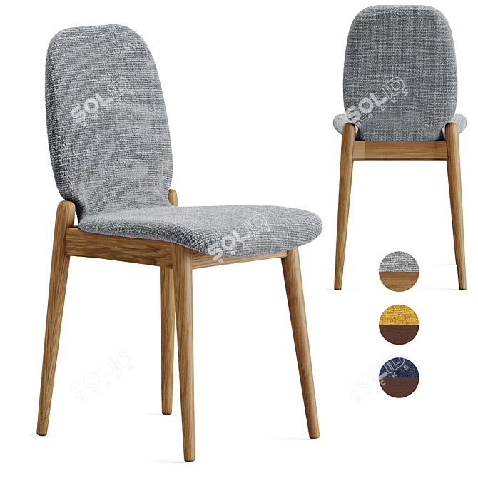 Scandinavian Walnut Albo Dining Chair 3D model image 6