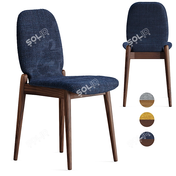 Scandinavian Walnut Albo Dining Chair 3D model image 8