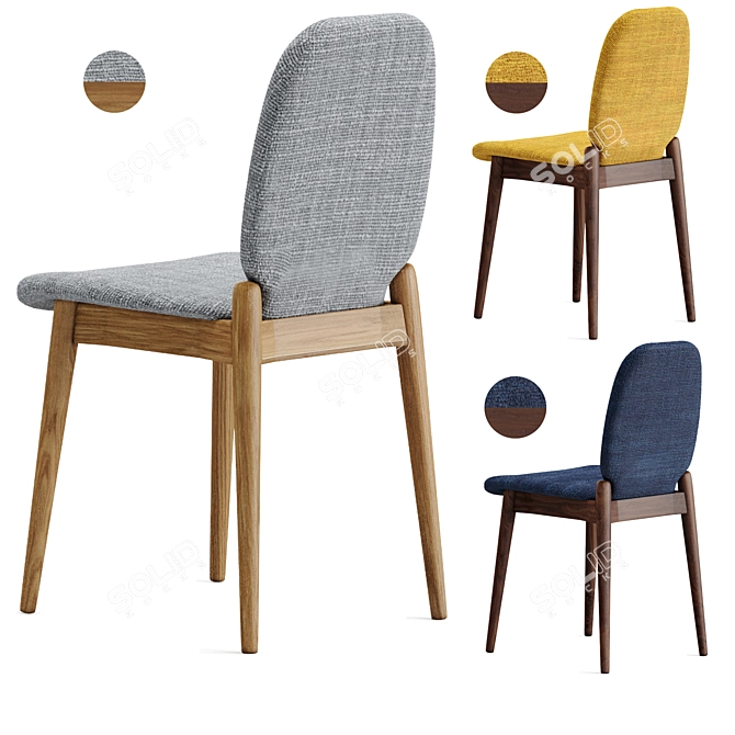 Scandinavian Walnut Albo Dining Chair 3D model image 9