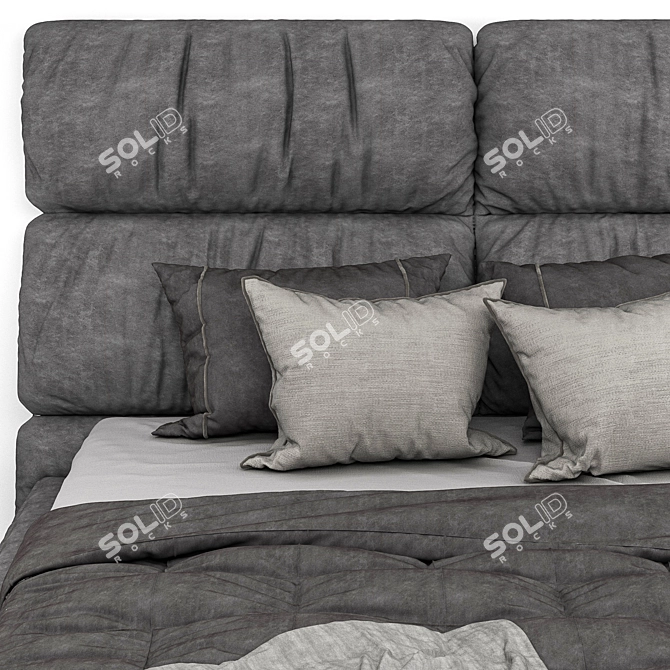 Modern Gray Bed: 3DSMAX, FBX, OBJ 3D model image 2