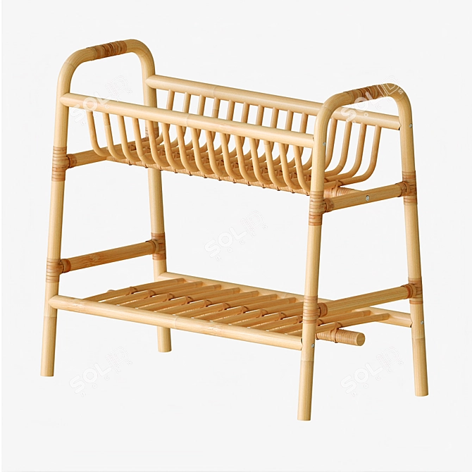 Elegant Rattan Plant Stand 3D model image 1