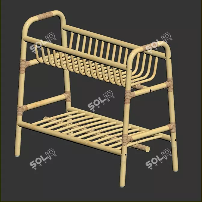 Elegant Rattan Plant Stand 3D model image 4
