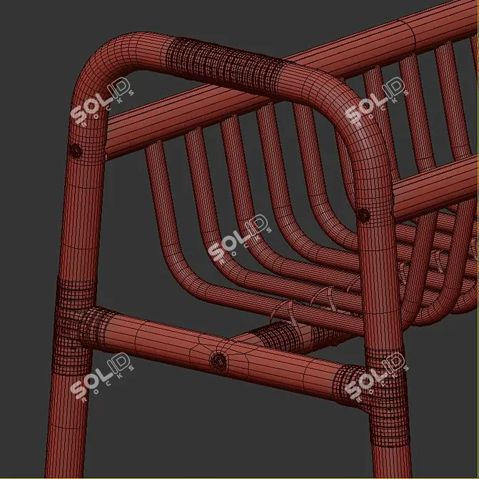 Elegant Rattan Plant Stand 3D model image 5