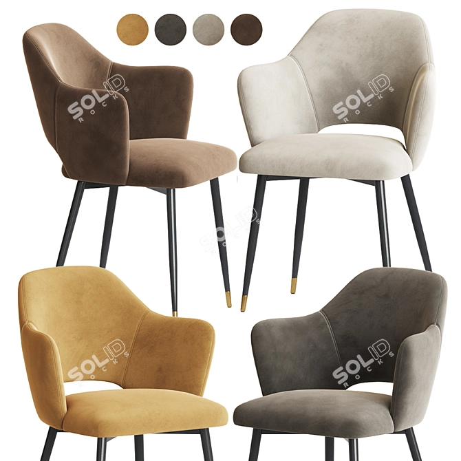 Eva Carver Dining Chair: Luxurious Velvet Seating 3D model image 1