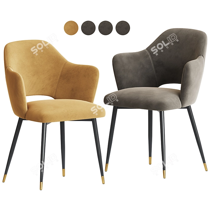Eva Carver Dining Chair: Luxurious Velvet Seating 3D model image 2