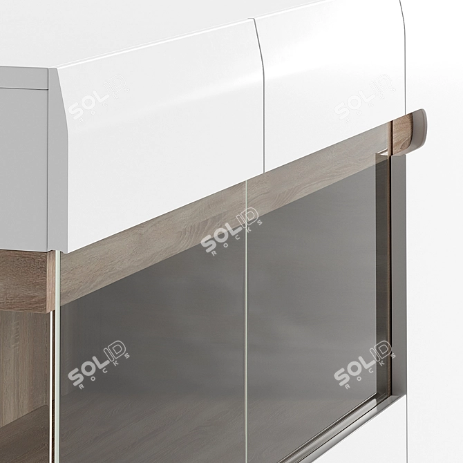 Modern White Glass Door Chest of Drawers 3D model image 3