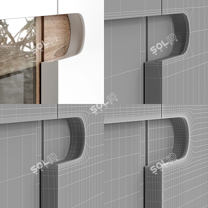 Modern White Glass Door Chest of Drawers 3D model image 5