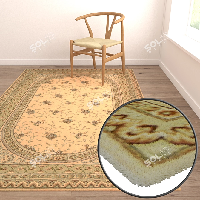 Luxury Set of 3 High-Quality Carpets 3D model image 5