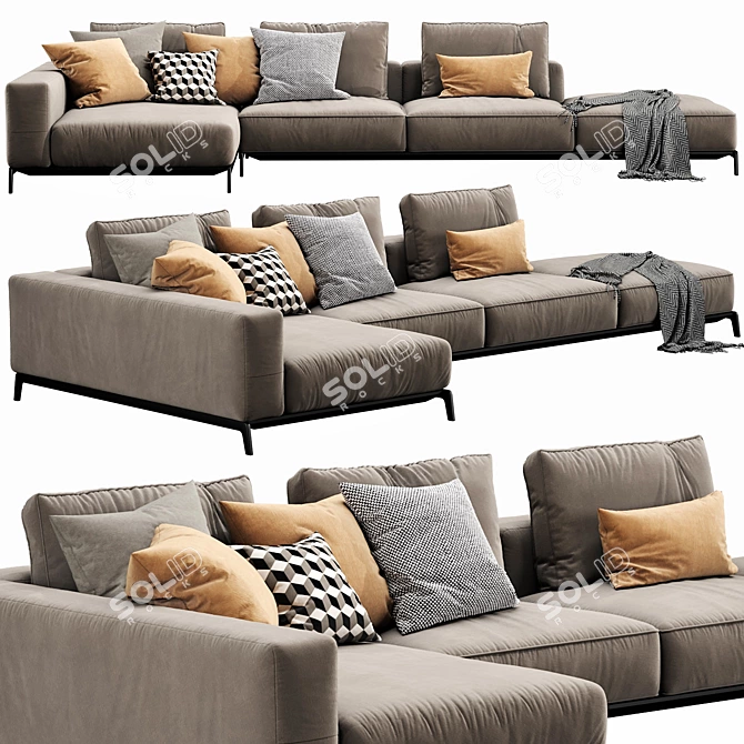 Luxurious Flexform Ettore Sectional 3D model image 1