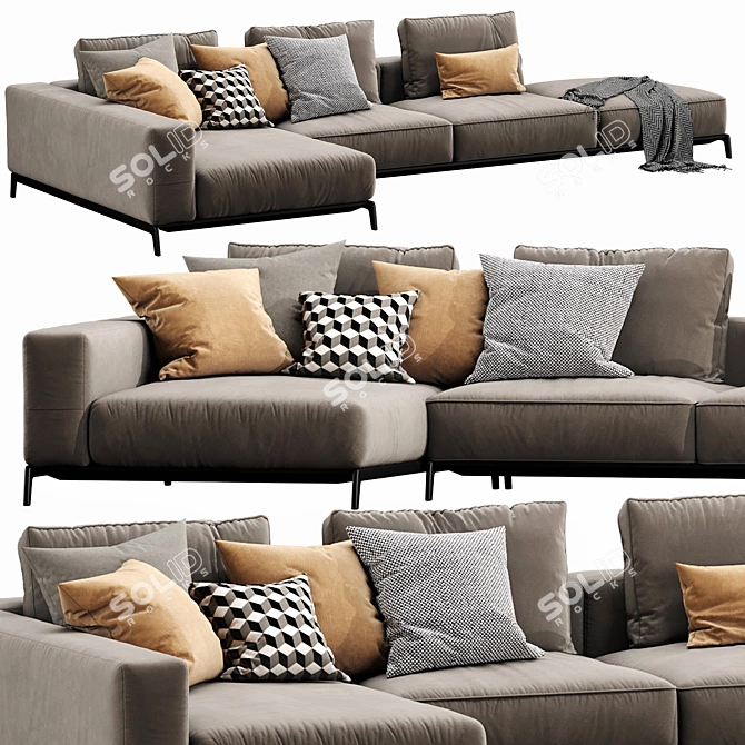 Luxurious Flexform Ettore Sectional 3D model image 2