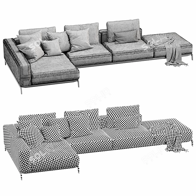 Luxurious Flexform Ettore Sectional 3D model image 4