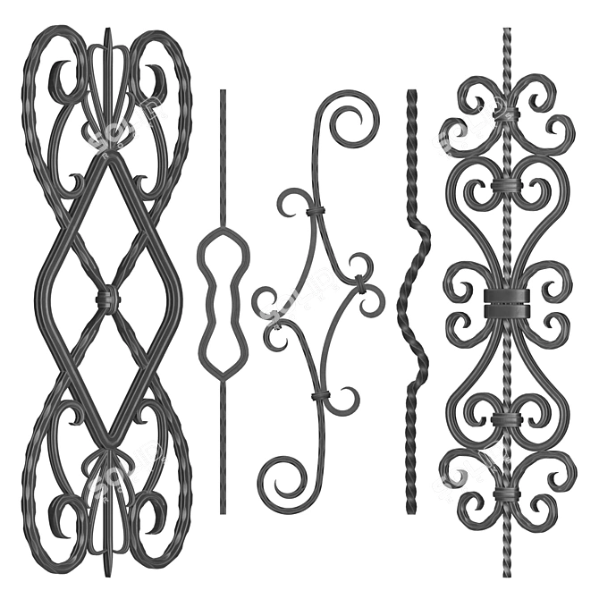 Elegant Iron Panel No.09: Stunning 70/90 CM Samples 3D model image 1