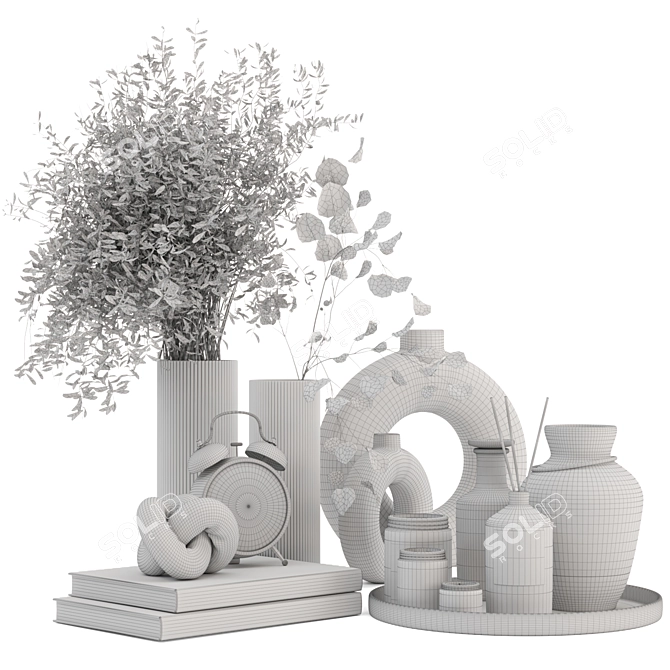 Elegant Greenery Decor Set 3D model image 3