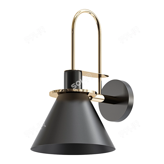 Brass Cradle Trumpet Wall Light 3D model image 1