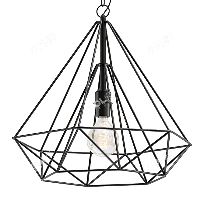 Geometric Diamond Pendant Light 3D model image 1